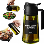 470 ml &Otilde;lipihusti toiduvalmistamiseks, 2-in-1 Oliivi&otilde;li dosaator ja &Otilde;lipihustuspudel, &Otilde;lipihusti kleebistega, Paksust klaasist pihustuspudel