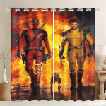 Deadpool Wolverine Multikas Kardin Animeeritud Mood Sobib Magamistuba Lapsed T&auml;iskasvanud Kingitused Toa Kaunistus Kardinad Pimendav Pol&uuml;ester Aknakatete W100*H130(CM)-Hooks&2PCS