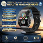 2026 Uus Mikrof&uuml;&uuml;siline L&auml;bivaatus Tervislik Nutikell EKG Kusihappe Lipiidid Verer&otilde;hk Bluetooth-k&otilde;ne Nutikellad Meestele Black Silicone