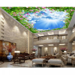 Lagede tapeet Kaasaegne 3D seinamaaling Sinine taevas ja valge tapeet Kodu sisekujundus Elutoa lae fuajee seinamaaling 200 cm(W) x 140 cm(H)