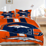 3 tk Denver Broncos kiiver ja Bronco hobuse logo Oranžid triibud Kodu kaunistus Voodipesu komplekt - Universaalne kolmeosaline komplekt Magamistuppa, k&uuml;lalistuppa, elutoa 135x200cm