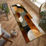 Kaasaegne geomeetriline koridorivaip soojades mullatoonides Abstraktne esikukarp Kesk-sajandi stiilis aktsentvaip elutuppa esikusse 150cm x 220cm