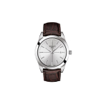 Tissot Elegance Series Kvartsmehhanismiga 100 Meetrit Veekindel Kell 40 mm Valge sihverplaadi Roostevabast terasest korpus Nahast rihm T127.410.16.031.01 Regular Watch Box,Brown Strap
