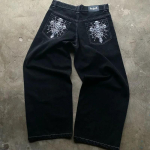Ameerika T&auml;nav Hip-hop Punk Rock Mood Mitmek&uuml;lgsed Teksad Mehed Harajuku Y2K Vabaaja Gooti Sirged Laiad P&uuml;ksid Unisex S black