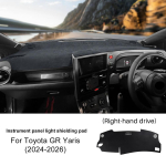 Kvaliteetne flanellist armatuurlaua kate Toyota GR Yaris 2020-2026 jaoks, pimestusvastane, p&auml;ikesekaitse For Right Hand Drive valge