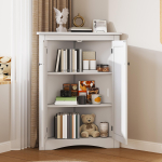 Valge nurkkapp vannituppa &ndash; Eraldiseisev kolmnurkne kapp 2 ukse ja 3 riiuliga, kvaliteetne lakitud pinnaga MDF-plaat (61,5 x 80 cm) 61.5 x 34.5 x 80 cm valge