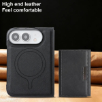 2-in-1 Nahast Rahakott &Uuml;mbris Apple iPhone Ultra 18 Fold jaoks Magsafe'i jaoks Magnetiline Kaardipesa Hoidik Jalg Telefonikate iPhone Ultra must