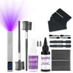 Lanshii V-Light UV-liimiga juuksepikenduste komplekt &ndash; N&auml;htamatu liimimiskomplekt eemaldajaga professionaalseks salongikasutuseks ja koduseks kasutamiseks Glue-CL Lamp-SL gray