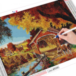 5D teemantmaal Maaliline taludekoor Teemanttikandid maastik t&auml;isring mosaiik 20X30