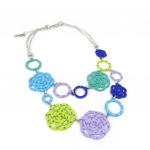 Les Tr&eacute;sors De Lily [H0805] - Collier Cr&eacute;ateur 'Cam&eacute;lia' bleu mauve vert roheline