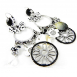 NOA [H1929] - Boucles Cr&eacute;ateur 'Vahin&eacute;' gris noir must