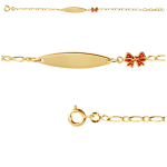 Altesse [L2928] - Gourmette plaqu&eacute; or 'Bambino' noeud rouge - 21x6 mm punane