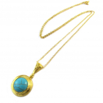 Les Tr&eacute;sors De Lily [P2299] - Collier artisanal plaqu&eacute; or 'Princesse Ottomane' turquoise dor&eacute; t&uuml;rkiissinine