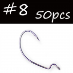 50 tk. Must teravat veritsevat s&ouml;&ouml;ta, laia vahega rihmakonksud Carolina/Texase rigikonksud pehmest plastist peibutis Bass Fishing Fishhook #8