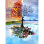 5D Teemantmaal Yin Yang Tree Teemanttikandid Ristpistes Kodukaunistus K&auml;sitsi valmistatud kingitused Round 20x30cm