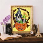 Teemantmaali Halloweeni komplekt Teemanttikandid Ristpistes Koer Mosaiik Loom K&auml;sit&ouml;&ouml; Kodukaunistus Full Round (20X30CM)