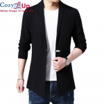 Cozy Up kardigan meeste kampsunid kevad-s&uuml;gis Meeste vabaaja kampsun jakk Meeste &uuml;hev&auml;rviline pikk kampsun Tuulejope &uuml;he n&ouml;&ouml;biga mantlid M must