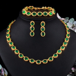 CMM Luksusliku kullav&auml;rvi kuupmeetri tsirkooniumoksiidi &uuml;mmargune kaelakee kaelakee k&otilde;rvar&otilde;ngaste komplekt