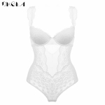 DKGEA White Bustier naiste kombinesoon Seksikas pitsist body Push Up aluspesu XL valge
