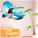 Les Tr&eacute;sors De Lily [A0743] &ndash; hiiglaslik kleebis &bdquo;Surf&rdquo; t&uuml;rkiissinine (Laine) - 125x84 cm t&uuml;rkiissinine