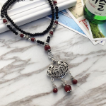 Kaelakee helmed, pika vintage Boho k&ouml;iega kett, kivist ripatsid, boheemlased, etnilised naised