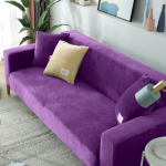 Velvet Plush diivani kate Elastne paks veniv tugitooli diivani kate nurgadiivani katted elutuppa L kujuga 1/2/3/4 istekohaga 3-Seater 190-230cm lilla