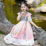 T&uuml;druk Hanfu iidne kost&uuml;&uuml;m lapsed Hiina stiilis v&auml;ikese t&uuml;druku kleit Tang kleit printsessi seelik rahvariided lapsed S