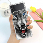 Wolf Dog Cat Bird Lion Tiger Animal &uuml;mbris Samsung Galaxy Z Flip 3 4 5g Funda Z Flip3 Clear PC k&otilde;va p&otilde;rutuskindel telefoni kest Samsung Z Flip 5G