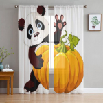 Armsad Panda bambusest l&auml;bipaistvad kardinad elutoa jaoks, laste magamistoa sisekujundus, t&uuml;llkardinad k&ouml;&ouml;gi aken, l&auml;bipaistev &scaron;ifoonkardin 1 PCS W100XH250cm
