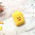 Cartoon silikoonist kaitsekate Airpods 1 2 Pro pehmest silikoonist juhtmevaba k&otilde;rvaklappide laadimiskarbi &uuml;mbrise katted Airpods Pro jaoks For Airpods 1/2 Cover kollane