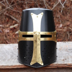 Cursed Crusader Puhast messingist terasest must funktsionaalne Great Helm Knights Bucket kiiver
