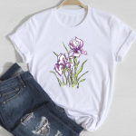 (Aasia suurus)Teer&otilde;ivad Casual Top Flower Lovely Trend 90ndate Moodne T-s&auml;rk L&uuml;hikeste varrukatega Naiste Tr&uuml;kitud Naiste Graafiline T-s&auml;rk S