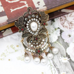 Crystal Pross Bohemian naiste pross Antiik-kuld v&auml;rvi etniline pulmakleit pruudi ehe pross valge