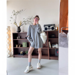 L&otilde;dva keskmise pikkusega ni&scaron;i lukuga disainiga pikkade varrukatega villane naiste kampsun, disainiga ni&scaron;&scaron; &uuml;mara kaelusega pulloveriga sviiter One Size must