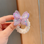 1 tk. Uus p&auml;rlilillega Butterfly t&uuml;drukute elastsed juuksepaelad Printsessi juuste aksessuaarid Laste juukselipsud Beebi peakatted oranž