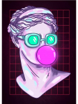 Neoonefektiga Vaporwave Glitch skulptuuriplakatid Prindi l&otilde;uendimaal Abstraktne seinakunsti pilt kaasaegse elutoa kodukaunistuseks 21x30cm No Frame