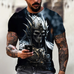 Suvine vintage Horror 3D Print Meeste T-s&auml;rk Klassikaline vabaaja kaelaga l&uuml;hikeste varrukatega mood, lahtised &uuml;lisuured topid Meeste T-s&auml;rk S
