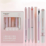 6 tk. kirjutuspliiatsite komplekt 0,5 mm pastapliiatsiga musta v&auml;rvi geeltindi ja retrov&auml;rvi marker