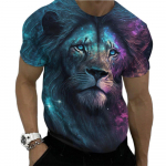 Suvised Fierce Lion Graafilised T-s&auml;rgid Meestele Loomade printimine Daily Crew Kaelus Avatud l&uuml;hikeste varrukatega T-s&auml;rgid T&auml;navar&otilde;ivad Suurem&otilde;&otilde;tmelised T-s&auml;rgid 6XL