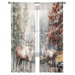 Talvine j&otilde;ulumets P&otilde;der Akvarell L&auml;bipaistvad kardinad J&otilde;ulu kodukaunistused Akende t&uuml;llkardinad elutuppa magamistuppa W135 x H114cm