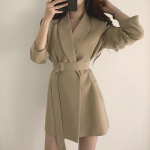 Naiste bleiserite &uuml;likond &scaron;ikk retro v&ouml;&ouml;koht Korea vabaaja keskmise pikkusega &auml;riline bleiser &uuml;likond jakk naistele S khaki