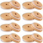 Mason Jar Lid Puidust kaaned: 16 tk 70 mm bambusest kaaned &otilde;leauguga - bambusest tavaline suukaas