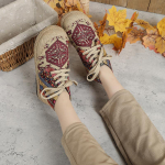 Naiste lumesaapad soojad mugavad jalatsid Retro etnilise stiiliga 35 punane