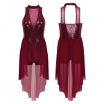 Naiste litritega kleit, l&uuml;&uuml;riline tantsukost&uuml;&uuml;m, varrukateta v&otilde;rgust seelikuga trikoo v&otilde;imlemis- ja tantsuriided S