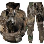 Vabaaja kamuflaaž jahiloom metssiga 3D kapuutsiga &uuml;likond Mood s&uuml;gisene meeste spordidress, vaba taskuga pullover meeste &uuml;likond 6XL