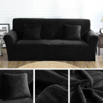 Paks L-kujuline diivani kate Elutoa nurgadiivani kate Sektsiooniline veniv elastne diivani kate Canap Chaise Longue Part AA 90-140cm must
