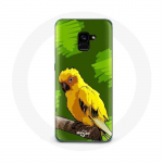 Rohelise taustaga &uuml;mbris Samsung Galaxy A8 Plus Yellow Parakeet Birds jaoks