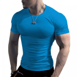 Meeste Slim Fit Crew kaelusega T-s&auml;rk Muscle Top J&otilde;usaali l&uuml;hikeste varrukatega tavaline pluus T-s&auml;rk M sinine