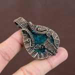 Natural Blue Baltic Amber Gemstone Handmade Copper Wire Wrap Pendant 2.36 n2p08
