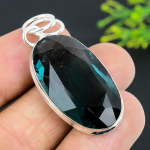 Natural Indicolite Tourmaline Gemstone 925 Sterling Silver Pendant 1.89 b3e24